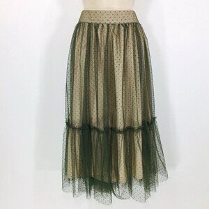 Time & Tru Tiered Mesh Dot Skirt Sz L(12-14) Relaxed Ruffle Stretch Fairy Whimsy